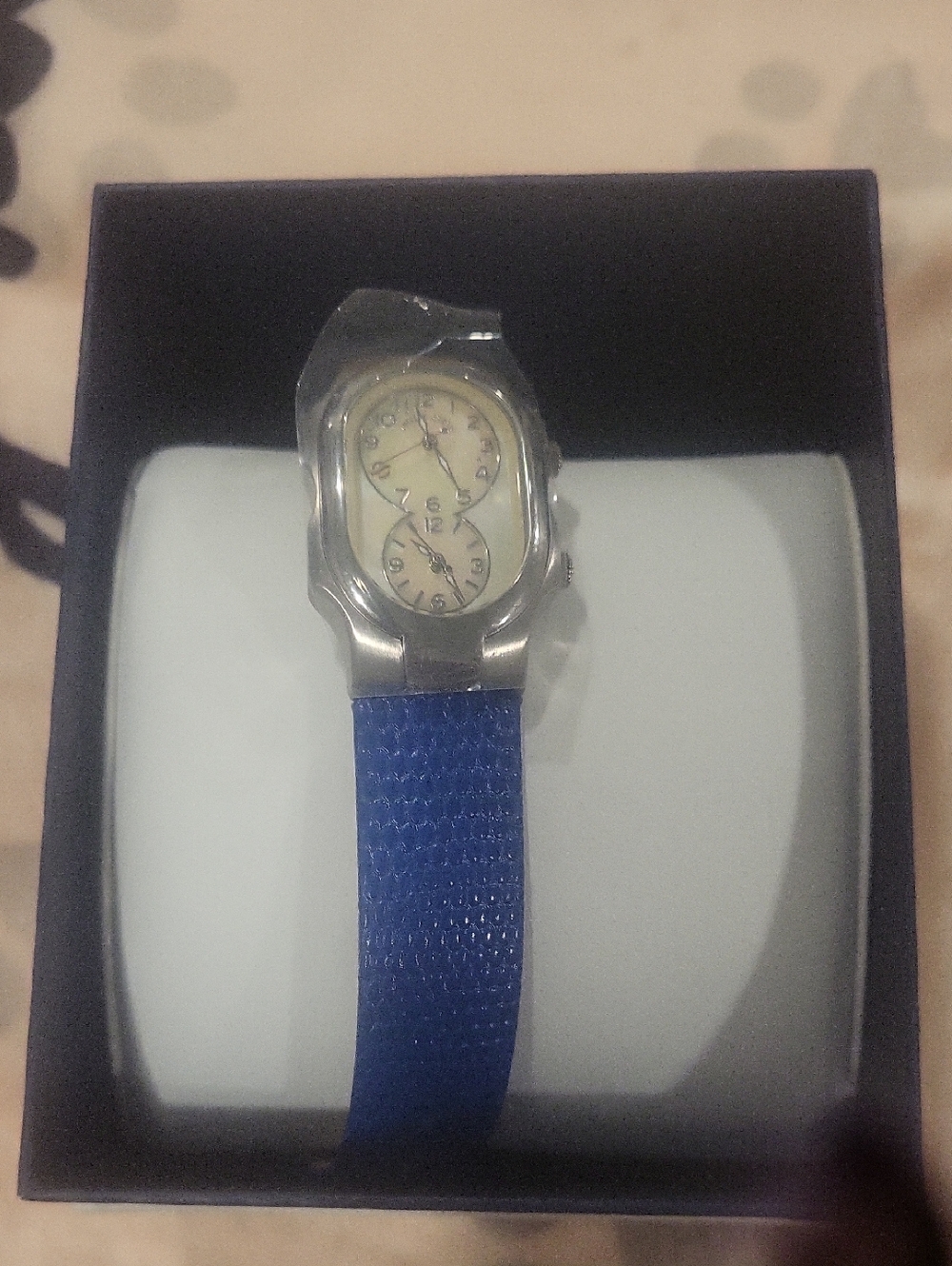 Philip stein limited edition dual Blue Silver Case   pebble leather  Boxed